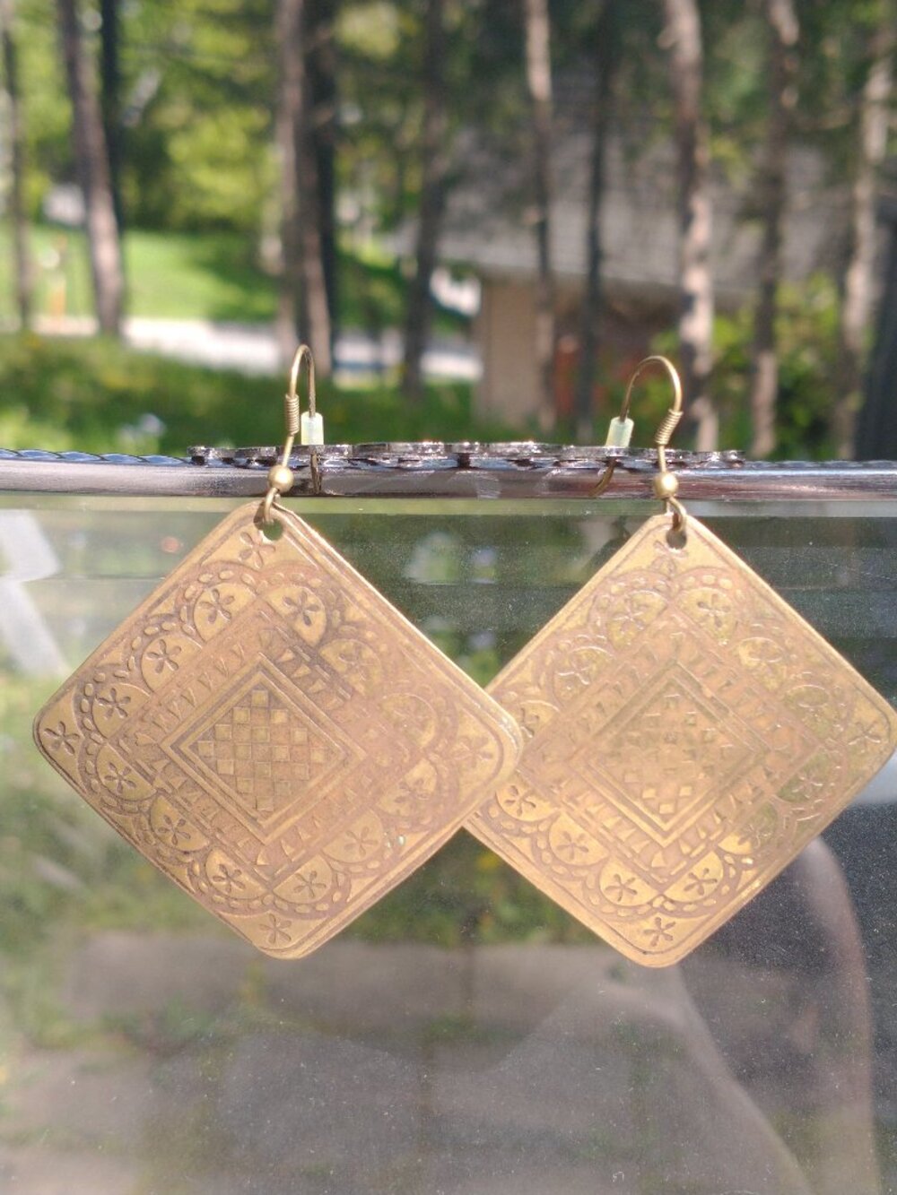 Engraved Brass Boho Earrings – Ethnic Chic Style